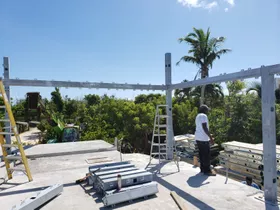 Bauhu hurricane resistant modular kit home under construction on Elbow Cay, Abaco in The Bahamas